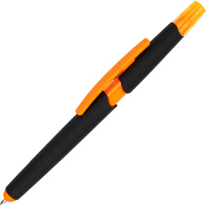 Długopis plastikowy z zakreślaczem touch pen EMMETT Pomarańczowy