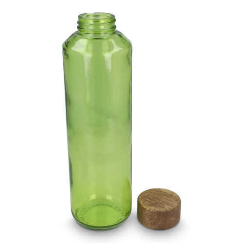 Butelka InSideOut z recyklingowanego szkła ReuuZ z drewnianym korkiem 650 ml Transparentny / jasnozielony LT57013-N0432 (1)