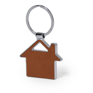 Brelok do kluczy z frontem i tyłem ze skóry z recyklingu Brązowy