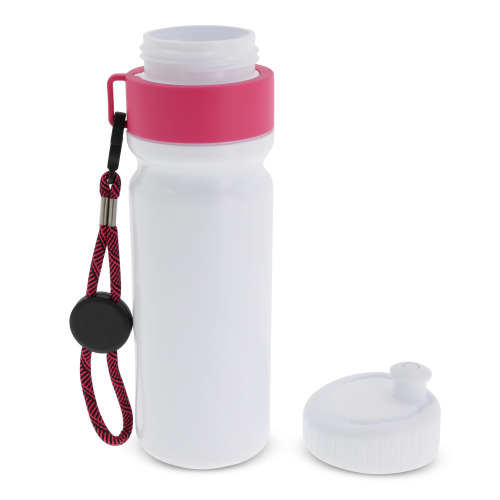 Bidon Sportowy Z Obwódka I Kolorowym Sznurkiem 750ml Biały / różowy LT98736-N0176 (1)
