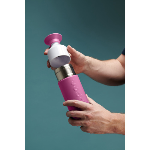 Butelka termiczna ze słomką Dopper Insulated (580 ml) - Blazing Black x Flip Straw - Black Różowy DOB6842 (2)