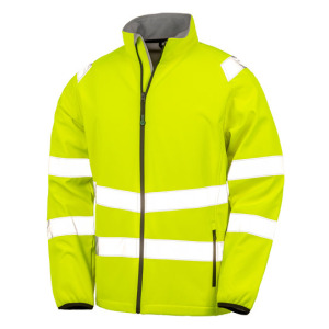 Softshell Męski Długi Rękaw Ostrzegawczy Recykling - Fluorescent Orange & Black