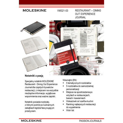 Restaurant - Dining Out Experience Journal - specjlany notatnik Moleskine Passion Journal Czarny VM321-03 (5)