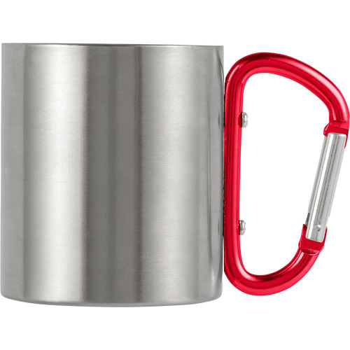 Metalowy kubek 185 ml z karabińczykiem Czerwony V0646-05 (1)