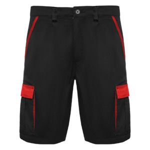 Szorty Twillowe Elastyczne Męskie - Black 02 & Red 60
