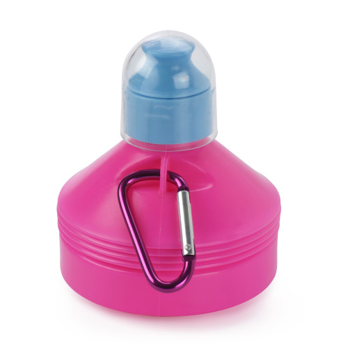 Bidon, składana butelka sportowa 600 ml z karabińczykiem Różowy V7619-21 (1)
