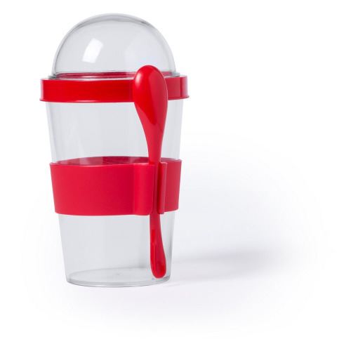 Pudełko śniadaniowe 420 ml, łyżeczka Czerwony V7962-05 