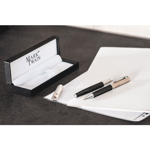 Zestaw piśmienny długopis i pióro kulkowe Mark Twain OSKAR Czarny 1075903 (5)