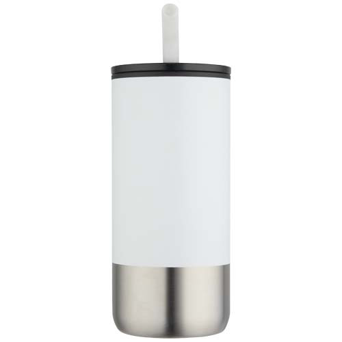 Grayson izolowany kubek z certyfikatem RCS z recyklingu o pojemności 480 ml z silikonową słomką Biały 10091801 (2)