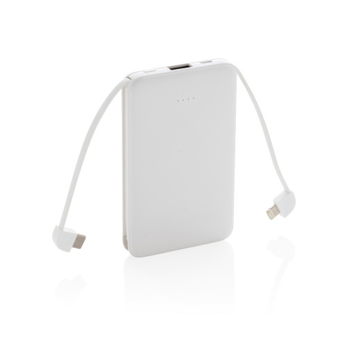 Power bank 5000 mAh, zintegrowany kabel 3 w 1 Biały P322.083 