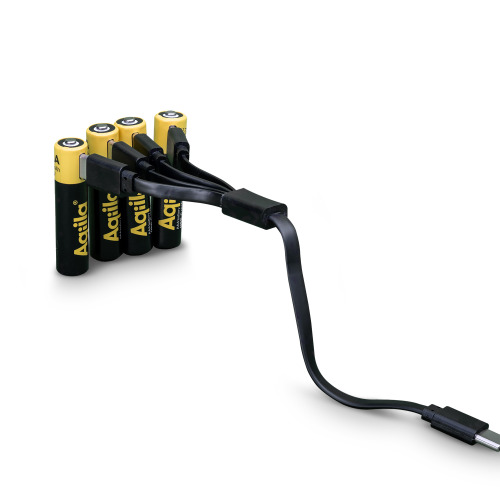 Akumulatory Aqiila USB-C typu AAA 600 mAh, zestaw 4 szt. Czarny LT45210-N0002 (3)