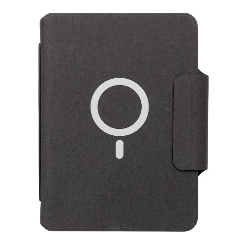 Teczka konferencyjna, notatnik A5, ładowarka bezprzewodowa, power bank 8000 mAh Czarny P774.312 (12)
