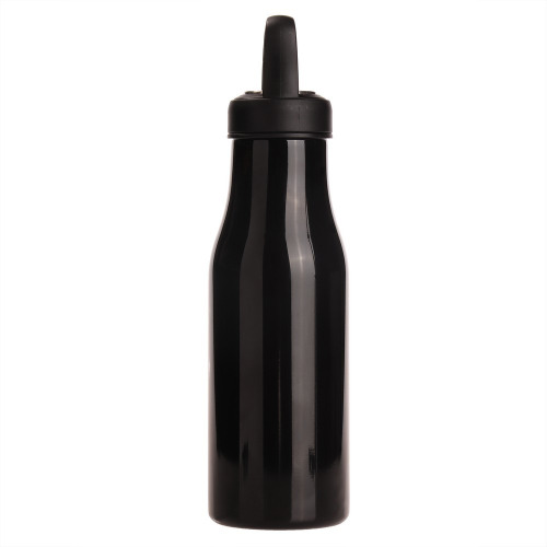 Butelka termiczna 475 ml Air Gifts z uchwytem i metalowym ringiem na spodzie, pojemnik w zakrętce czarny V0850-03 (2)