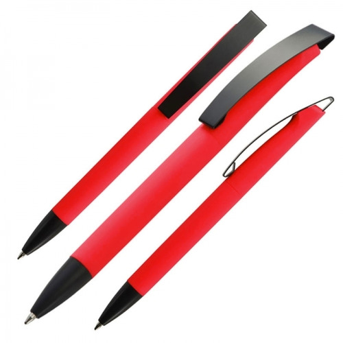Długopis plastikowy soft touch BRESCIA Czerwony 009905 (1)