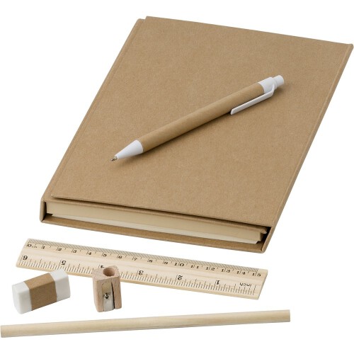Teczka konferencyjna, notatnik, linijka, długopis, ołówki, temperówka, gumka do mazania, karteczki samoprzylepne brązowy V2948-16 (2)