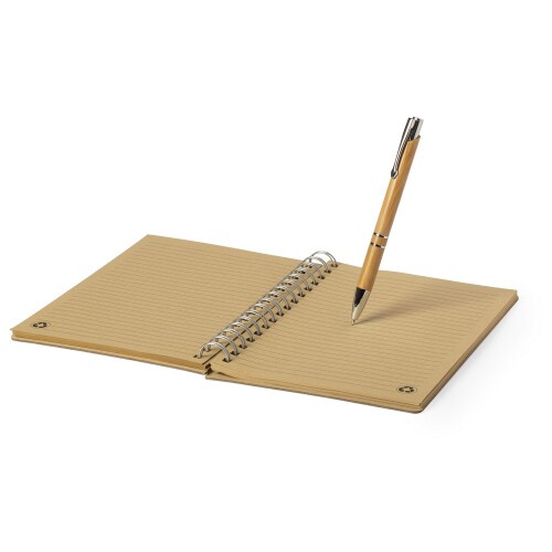Bambusowy notatnik ok. A5, długopis brązowy V0207-16 (2)