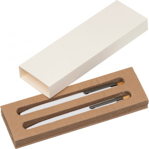 Zestaw piśmienny długopis półżelowy i ołówek automatyczny z aluminium z recyklingu SIEGFRIED Biały