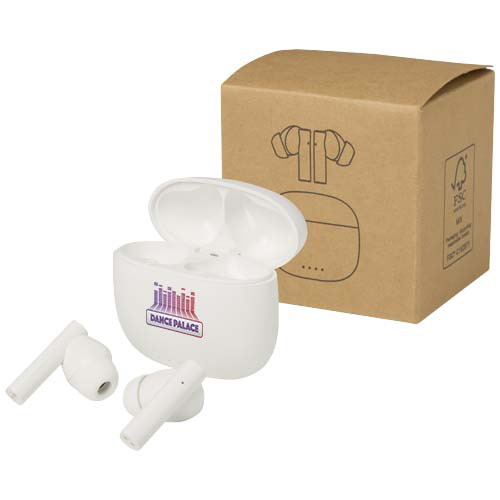 Alterf zestaw słuchawkowy True Wireless z technologią Bluetooth® z tworzyw sztucznych pochodzących z recyklingu i silikonowymi końcówkami dousznymi Biały 12448201 (1)