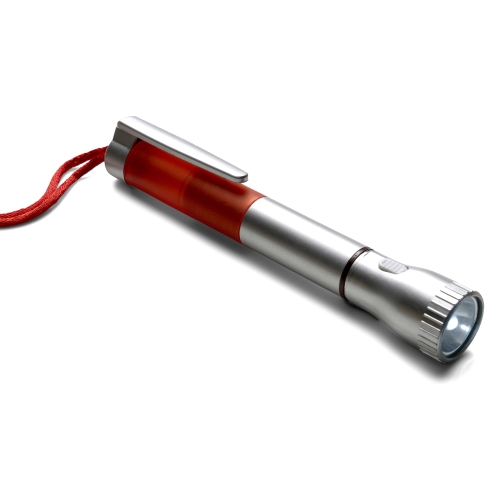 Latarka, długopis na sznurku czerwony V5538-05 (1)
