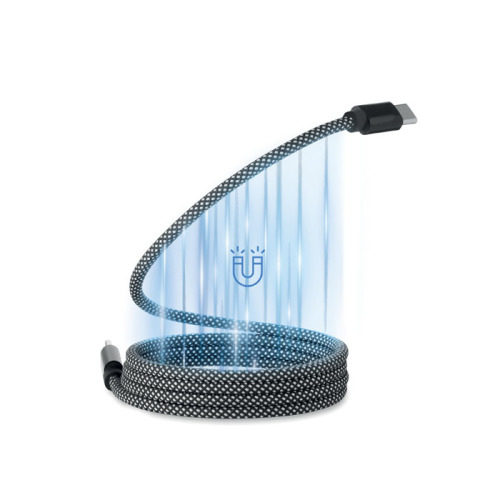 Pleciony kabel magnetycznyRPET Bialy/Czarny MO2778-33 