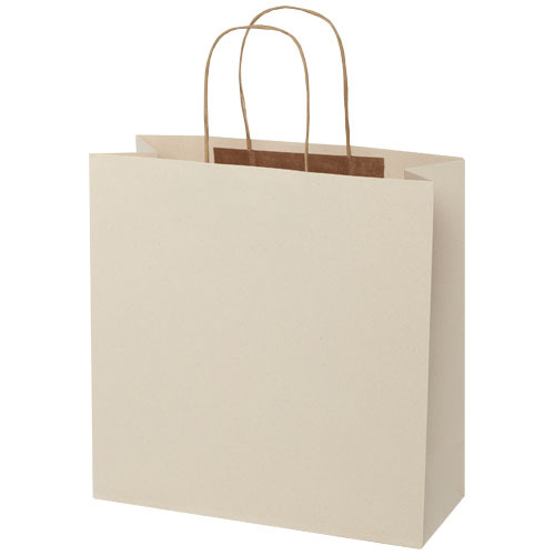 Torba papierowa z odpadów rolniczych ze skręcanymi uchwytami – 31 x 12 x 31 cm Złamana biel 1ZM00401 (3)