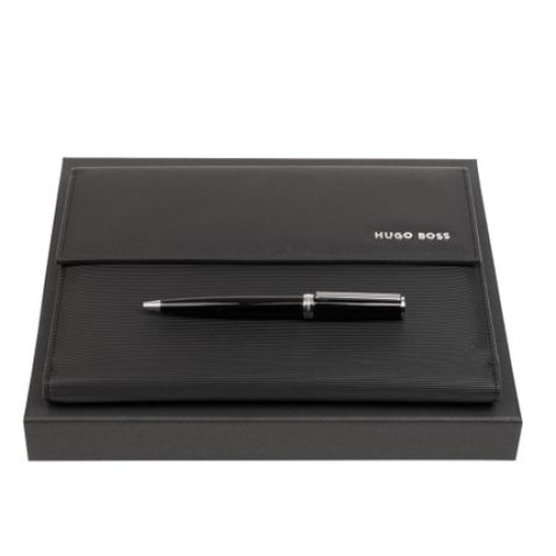 Zestaw upominkowy HUGO BOSS długopis i teczka A5 - HDM210A + HSN2544A Czarny HPBM254A 