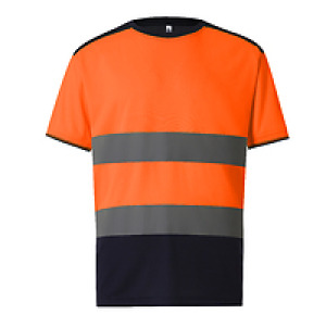 Koszulka Oversize Odblaskowa Dwukolorowa - Hi-Vis Orange & Navy