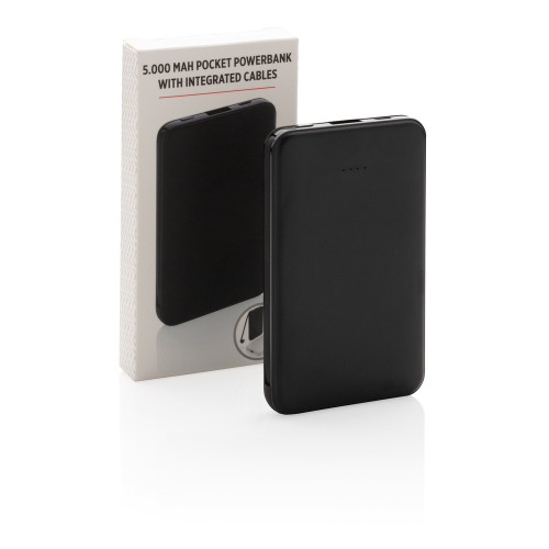 Power bank 5000 mAh, zintegrowany kabel 3 w 1 Czarny P322.081 (10)