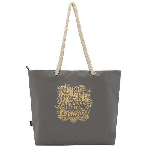 Panama torba termiczna na plażę z uchwytami ze sznurka wykonana z materiałów z recyklingu z certyfikatem GRS Szary 13007982 (1)