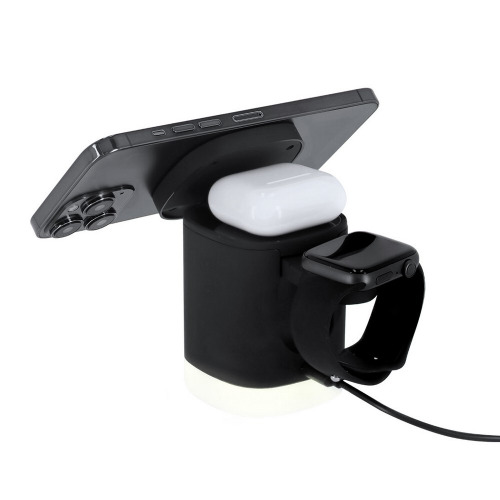 Magnetyczna ładowarka bezprzewodowa 15W z RABS, 3 w 1, stojak na telefon Czarny VA603-03 (1)