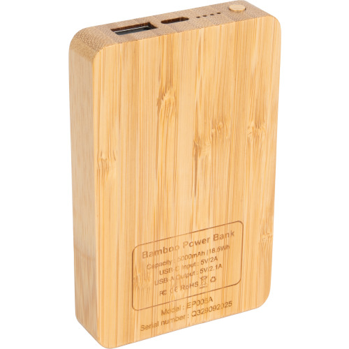 Power Bank 5000 mAh z podświetlanym logo Beżowy EG061713 (1)