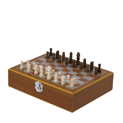 Zestaw upominkowy, piersiówka 175 ml, kieliszek 30 ml, szachy, karty oraz kości do gry Beżowy VA374-20 (4)