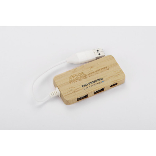 Rozdzielacz bambusowy HUB USB z wymienną wtyczką - RIVO Naturalny 09170-17 (9)