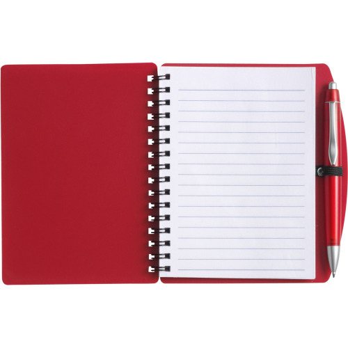 Notatnik A6 (kartki w linie)  z długopisem czerwony V2391-05 (4)