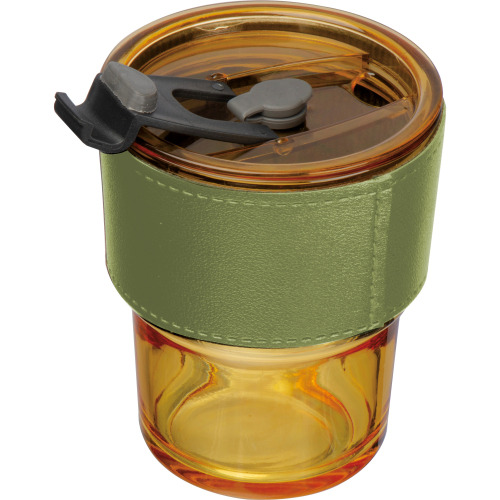 Kubek szklany ze słomką 320 ml CLEMENS żółty 8384408 (3)