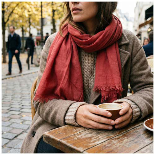 Bawełniany szalik Citizen Green Handloom Czerwony 1PZ06921 (3)