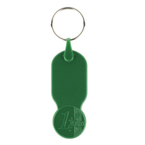Plastikowy brelok z żetonem 1 € / Key01 Zielony