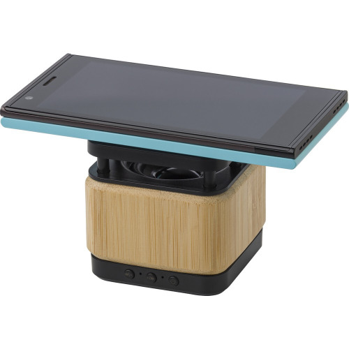 Bambusowy głośnik bezprzewodowy 3W, ładowarka bezprzewodowa 3W Brązowy V0121-16 (1)