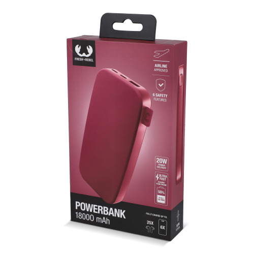 2PB18100 | Fresh 'n Rebel Powerbank 18000mAh USB-C Fast Charging 20W Czerwony LT49403-N0021 (2)