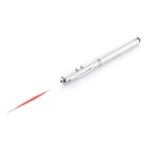 Długopis 4 w 1, touch pen, wskaźnik laserowy, latarka Srebrny P327.102 (3)