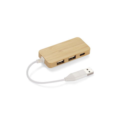 Rozdzielacz bambusowy HUB USB z wymienną wtyczką - RIVO Naturalny 09170-17 