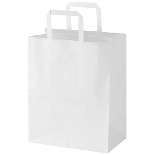 Kraft torba papierowa 80 g/m2 z płaskimi uchwytami — 25 x 15 x 32 cm Biały 1PQ01201 (2)