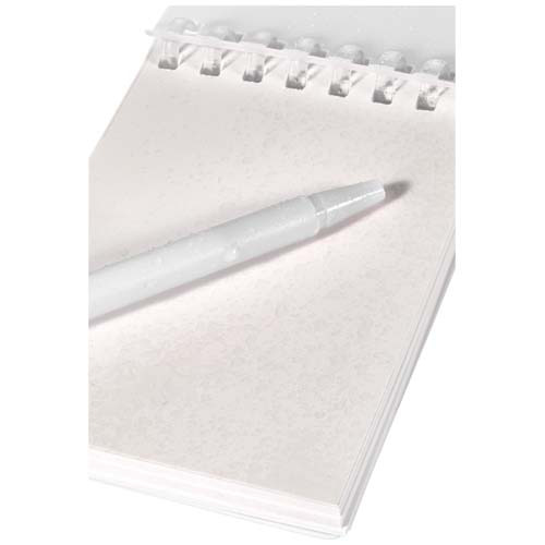 Lig Mini outdoorowy zestaw z notatnikiem w miękkiej okładce z tworzyw sztucznych pochodzących z recyklingu i długopisem (niebieski tusz) Przezroczysty 10705101 (6)