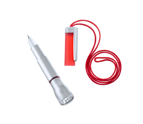 Długopis, latarka 2 LED czerwony V1654-05 (2)