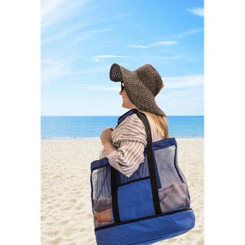 Torba plażowa, na zakupy, torba termoizolacyjna RPET | Maxwell granatowy V7292-04 (5)