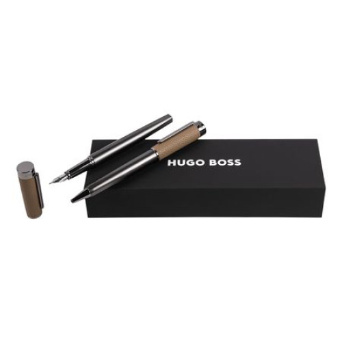 Zestaw upominkowy HUGO BOSS długopis i pióro wieczne - HSU3892X + HSU3894X Brązowy HPBP389X 
