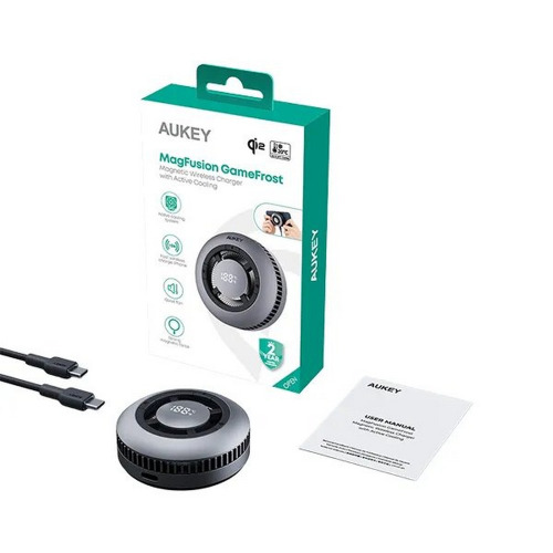 Magnetyczna ładowarka bezprzewodowa 15W z wentylatorem Aukey Grafitowy VAM10-15 (9)