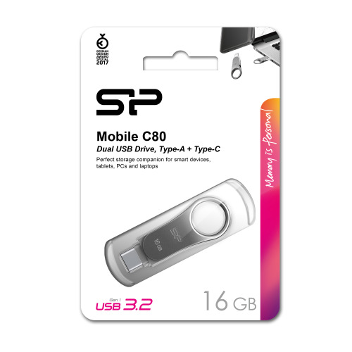 Pendrive z wejściem USB typu C Silicon Power Mobile C80 3,2 Szary EG 815007 16GB (3)