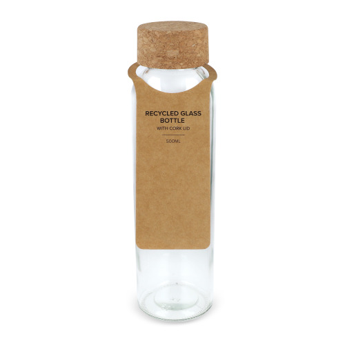 Szklana butelka z recyklingu z korkiem 500ml Transparentny LT98870-N0004 