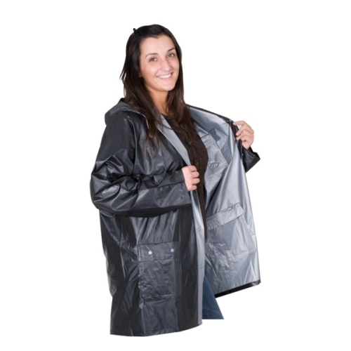 Dwustronny płaszcz przeciwdeszczowy NANTERRE srebrno-czarny 920537 (1)